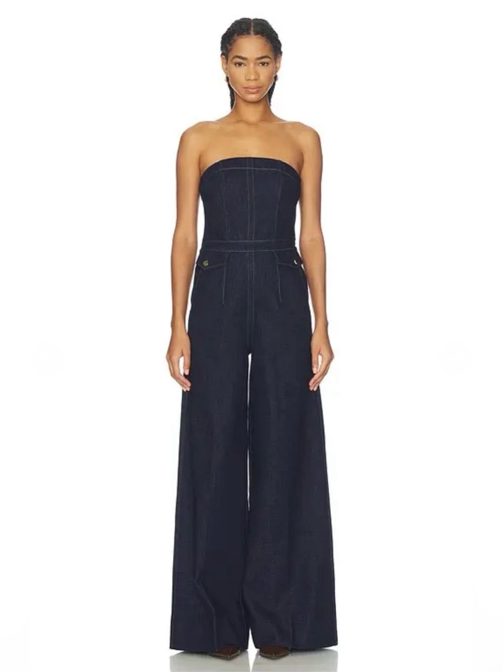 PAIGE Francesca Jumpsuit in Saville Blue Denim Wide Leg Utility One Piece NWT - Picture 2 of 12